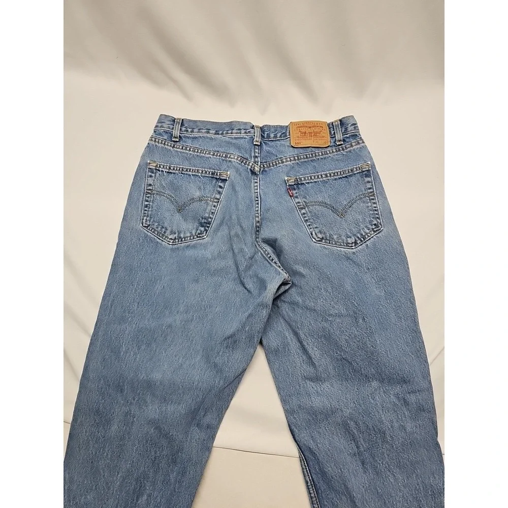 Levi's 550 Mens Blue Relaxed Tapered Vintage Denim Jeans Fading Stained Sz 36x30